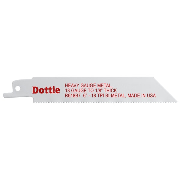 6" L x Heavy Gauge Metal, 18 Gauge to 1/8" Thickness Cutting Reciprocating Saw Blade